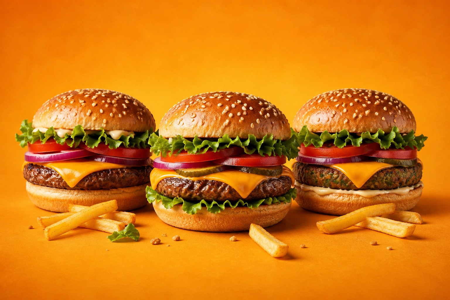 Hamburger, Cheeseburger und Veggie-Cheeseburger der Burgerbude Frankfurt